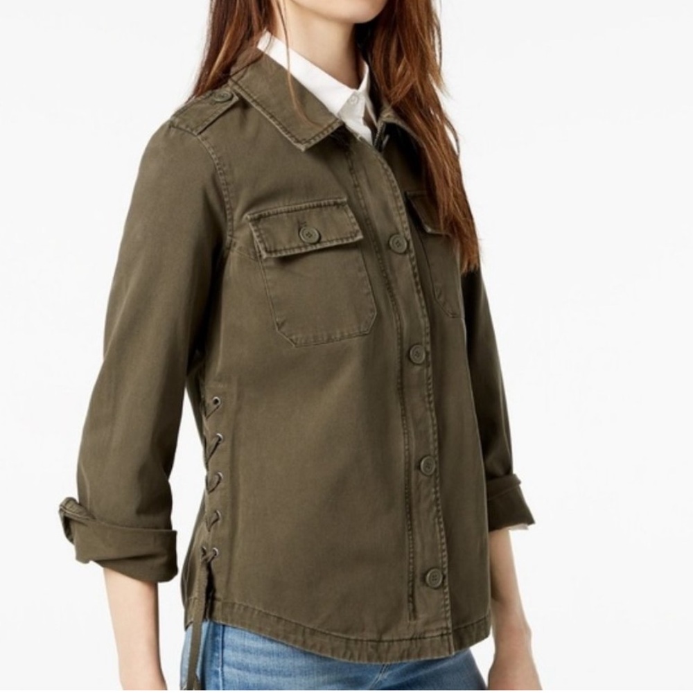 Levi's Lace Up Side Utility Shirt Jacket Green Womens Small